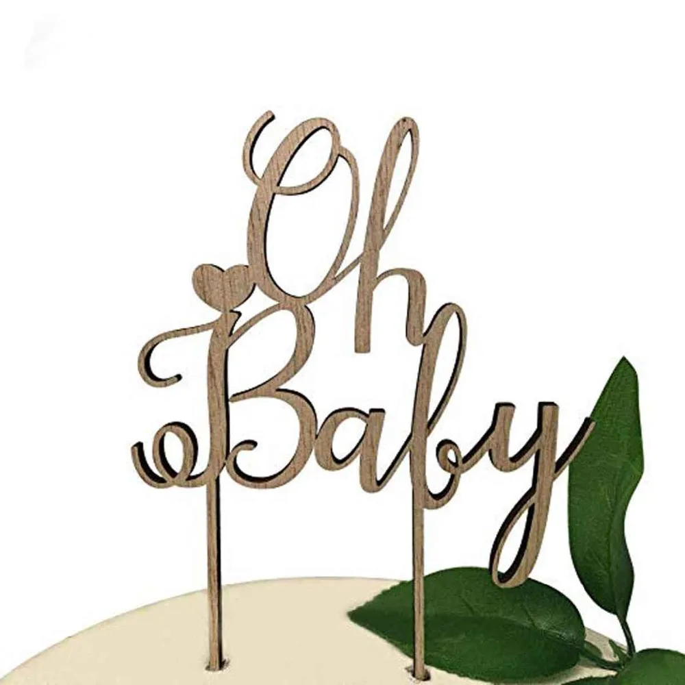 Oh Baby Cake Topper for Baby Shower  Cake Topper Supplies Cake Decoration Mirror wooden GlodSilver Color Acrylic