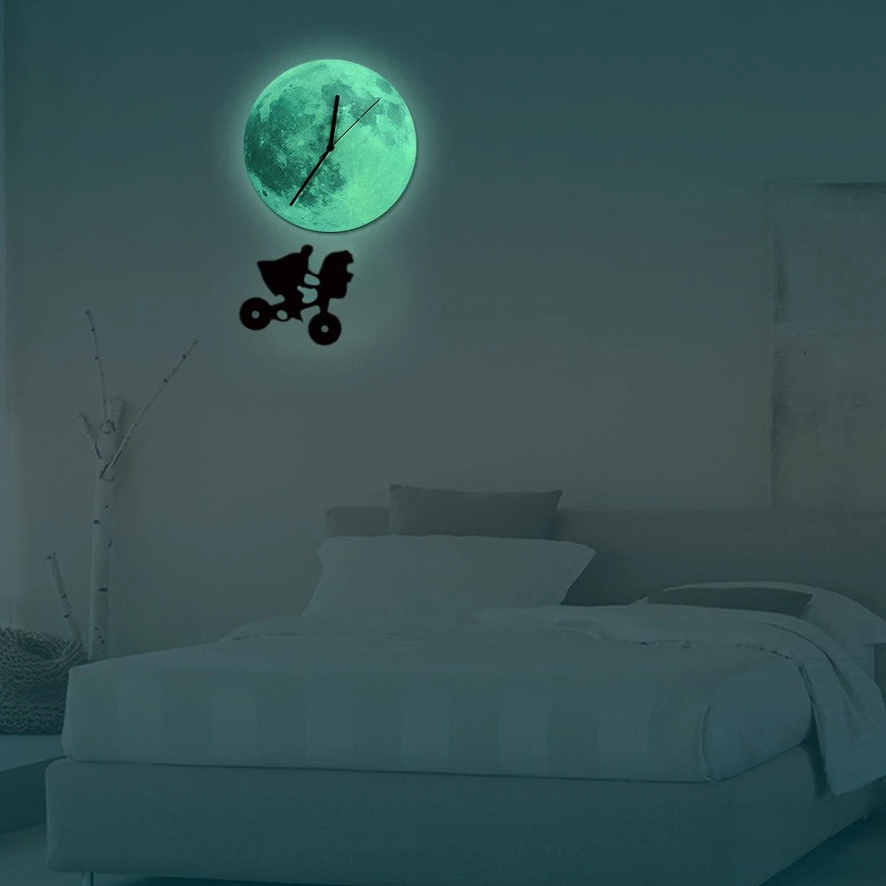 Funlife(TM) Glow in the Dark Moon Wall Clock, Funlife DIY Luminous Moon