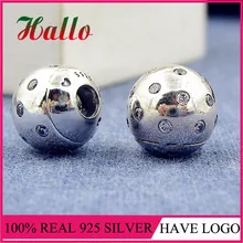 Настоящее серебро Регулируемый мерцающий прозрачный CZ открыть оконечники Браслета Fit оригинальные браслеты. Для женщин Роскошные Серебряные ювелирные изделия Pulseira