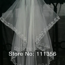 2 слоя слоновой кости вуали тюль бисером край гребень венчальная Фата свадебная аксессуар