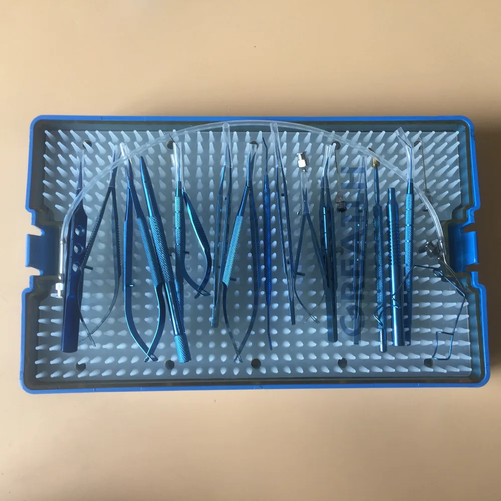 Cataract Set 21PCS Titanium Ophthalmic Instruments sterilization tray box sterilization Two Layer with 2 silicone mats Cataract Set 21PCS Titanium Ophthalmic Instruments sterilization tray box sterilization Two Layer with 2 silicone mats