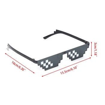 

Thug Life Glasses Deal With It Glasses Pixel Women Men Black Mosaic Sunglasses 95AE