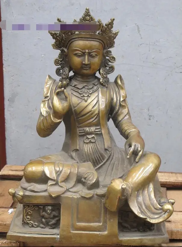 

S02217 15"Chinese Tibetan Buddhism Bronze Padma Guru Padmasambhava Rinpoche statue B0403