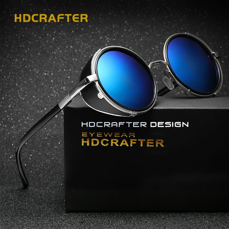 Солнцезащитные очки HDCRAFTER 2017 винтажные круглые в стиле стимпанк для мужчин и