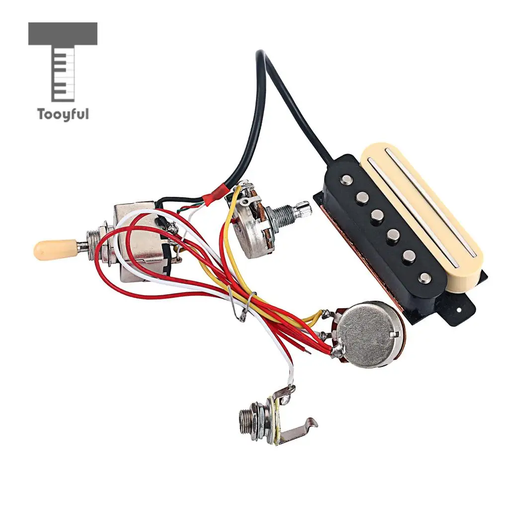 Tooyful 1 Set Copper Dual Rail Single Coil Pickup Humbucker for Electric/Cigar Box Guitar Parts DIY