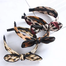 Новая модная широкая повязка на голову с леопардовым принтом, завязанная повязка на голову для девочки, обруч для волос для женщин, девочек, красивые аксессуары для укладки волос