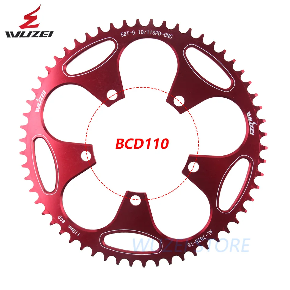 WUZEI дорожная велосипедная Звездочка 110BCD Кривошип 50T 52T 54T 56T 58T передняя Звездочка шатун зубная пластина Сверхлегкий запчасти для велосипеда