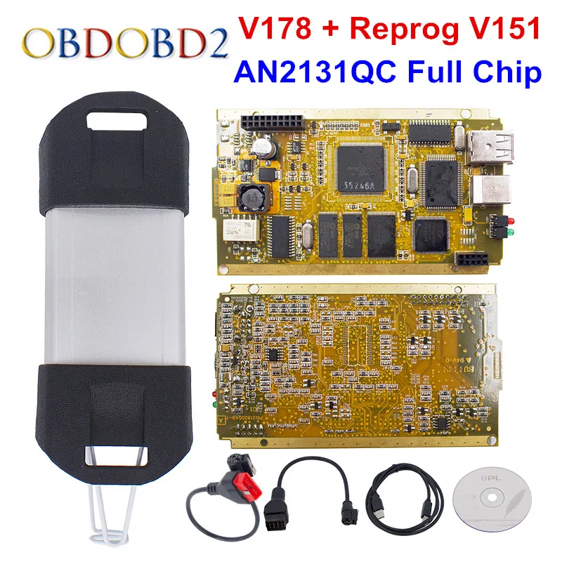 Новейший V178 Золотой чип SYPRESS AN2131QC Reprog V151 OBD2 диагностический интерфейс для автомобилей 1998