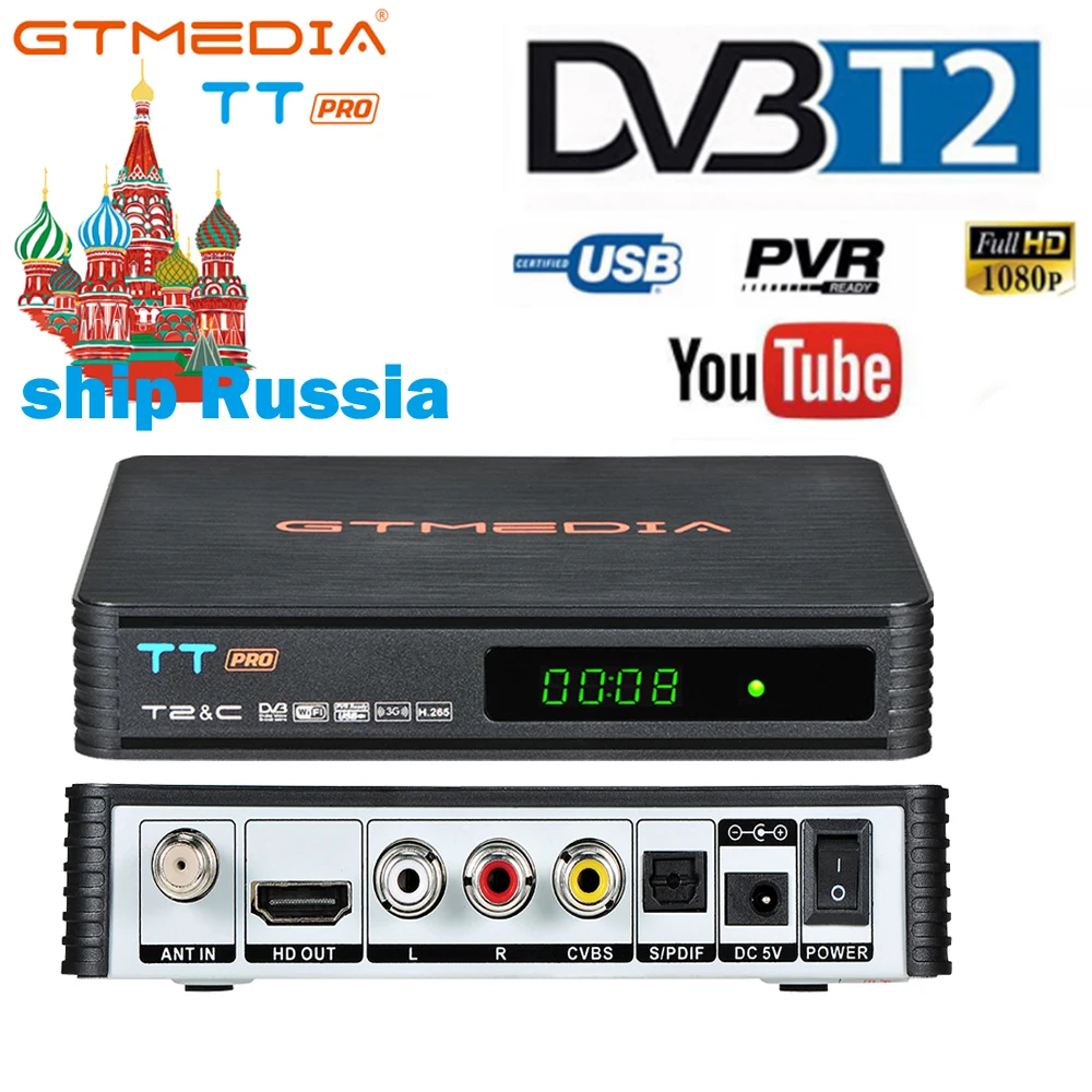 

GTMEDIA TT Pro DVB-T2 DVB-C TV Tuner Receiver DVB T / T2 TV Box HDMI H.265 HD 1080P Digital HD Ground Receiver for Spain Russia