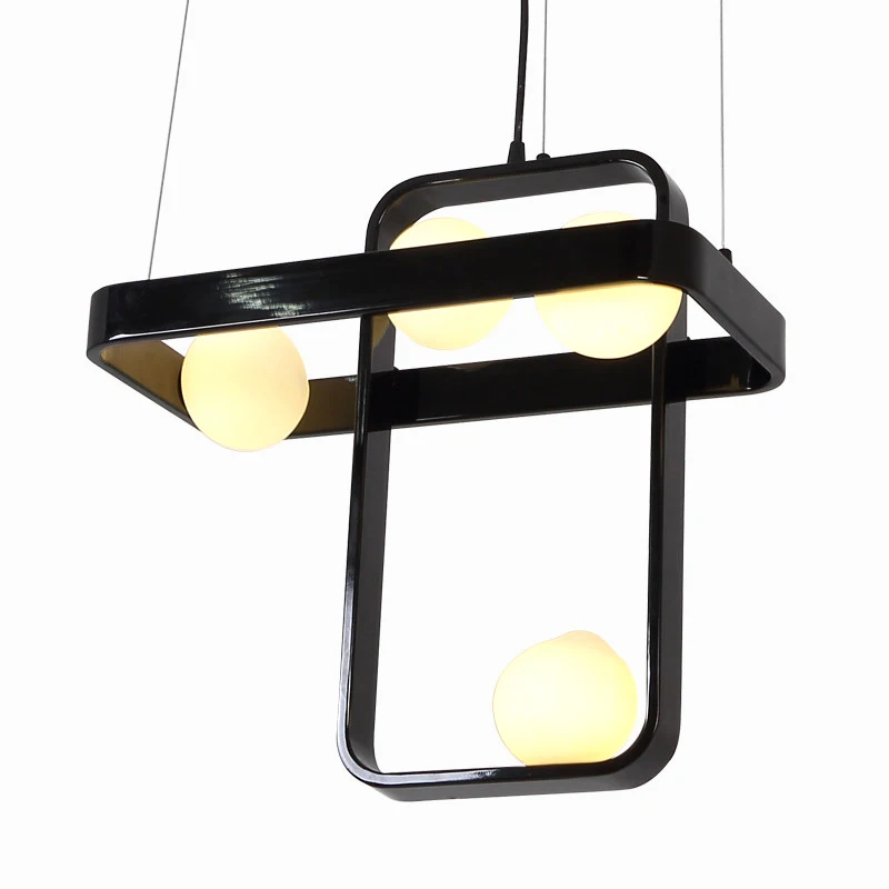 

Modern Suspended pendant light loft black color metal body galss shade Toolery hanging lamp fixture acrylic luminaire home decor