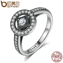 Bamoer clásico 100% de plata de ley 925 encanto de época, Clear CZ Anillo de Dedo de Las Mujeres de Moda de Lujo Joyería S925 PA7199