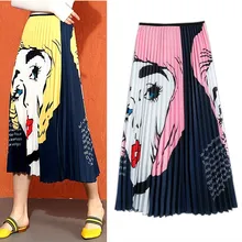 16 видов стилей, новые дизайнерские женские плиссированные юбки, вечерние, длинные, с рисунком, винтажные, с эластичной талией, юбки, тонкие, геометрические, женские юбки NS725