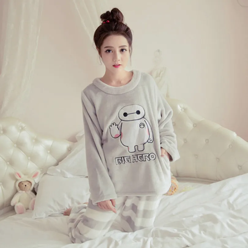 Фланель Baymax женщин зимы пижамы Kigurumi Pijama Pyjama Feminino Mujer Pijamas Entero пижама Onees|pyjamas baby|pajama