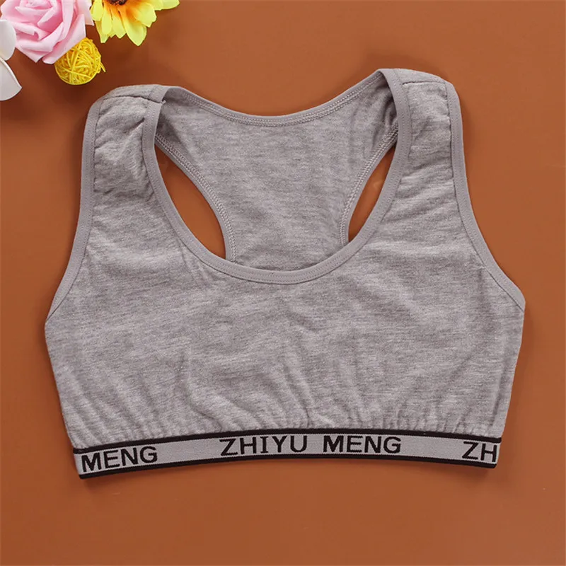 Teen bra girl vest Cotton Spandex Big Girl's Sport 12-16 Years Adolescente Kids Underwear Letter Racerback Training 1 piece