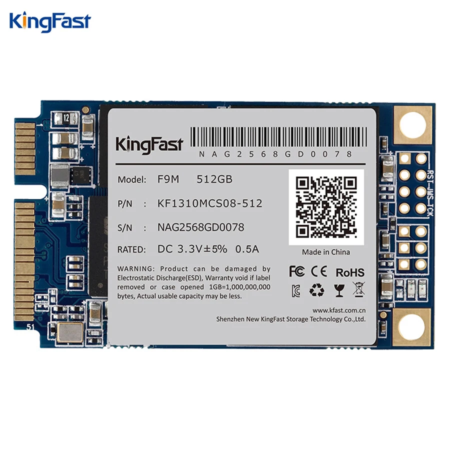 Kingfast F9M Стабильная производительность ПК Внутренний накопитель Msata 512 ГБ SATAIII MLC