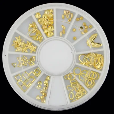 

New nail rivet jewelry 3D hollowed out Mixed Gold Metal Sheet Manicure Jewelry Nail Patch 112pcs/piece 3D nail