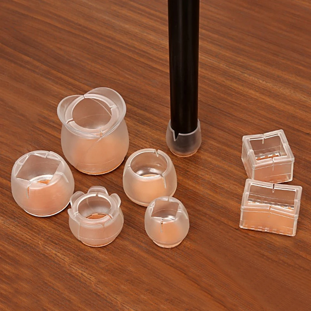 4PCS Plastic Chair Pad Foot Leg Protector Non slip Square Table Chair