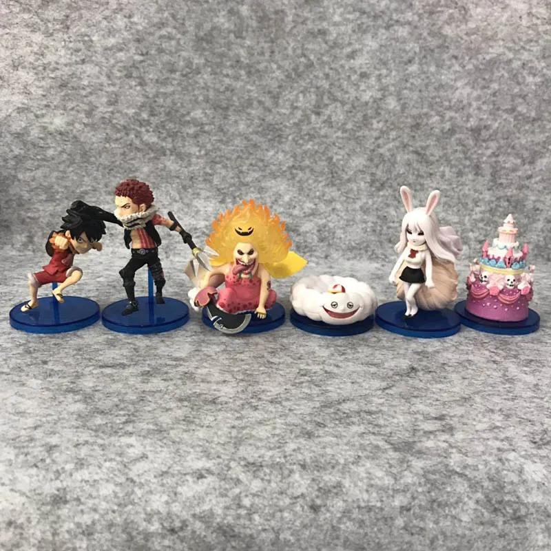 

Anime 1/10th Scale One Piece Luffy Katakuri Big Mom Carrot 6pcs/set Mini Action PVC Figure Toys Brinquedos 3-8.5CM