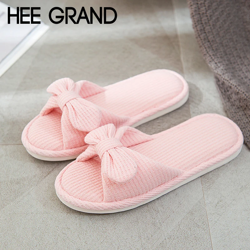 

HEE GRAND Sweet Faux fur Slippers Fashion Flats Shoes Woman Slip On Butterfly Knot Women Shoes Candy Colors Size 36-41 XWZ5234