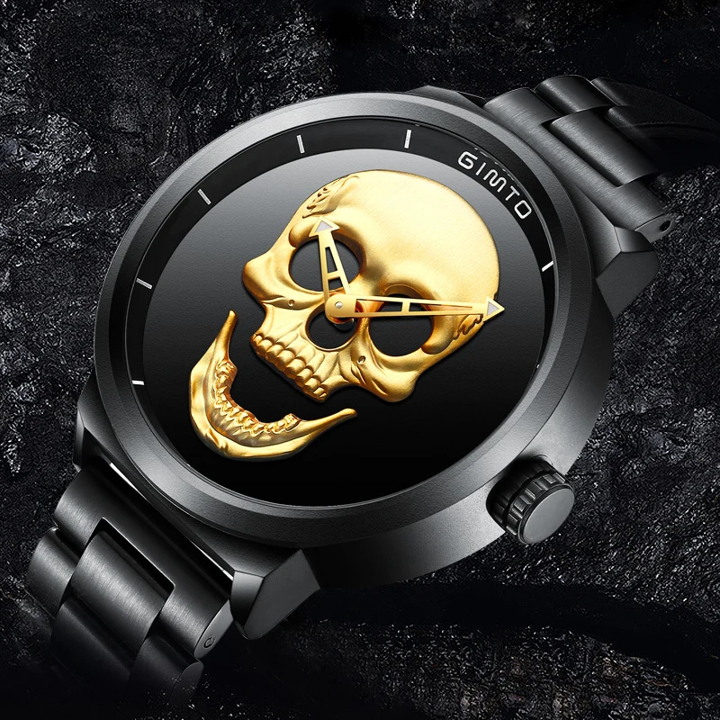 

2018 New Skull Men Watches Luxury Brand Creative Watches Men Steel Quartz Watch Black Boys Military Sport Wrist Watches