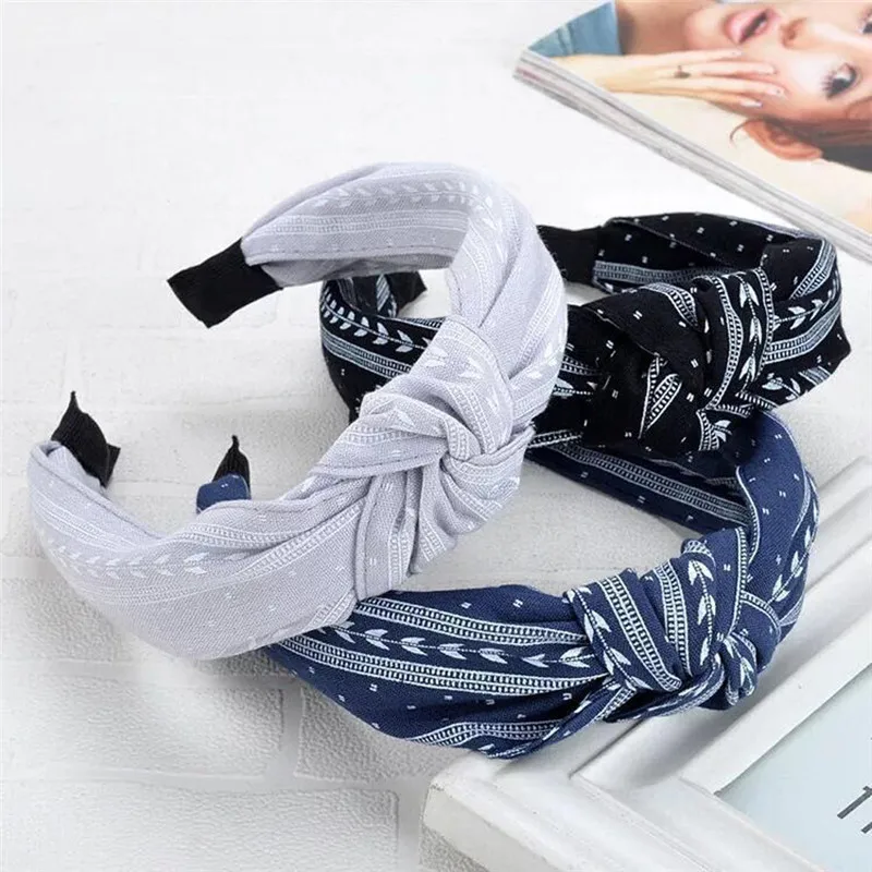 

Sweet Girls Hairband Top Knot Turban Vintage Elastic Hair Head Hoop Bands Accessories Headband for Women Girls Print headdress