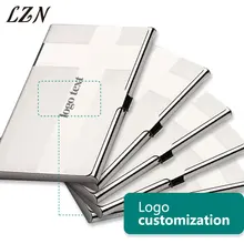 LZN Бизнес держатель для карт женская и мужская Обложка для паспорта Сталь серебристый алюминий Бизнес кличка кредитные карты выгравированное имя/текст