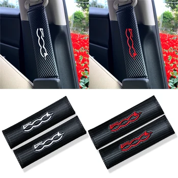 

2pcs Car Carbon fiber Seat Belt Pad Seat Cover Fit for fiat punto abarth 500 stilo ducato palio Automobiles Interior Accessories