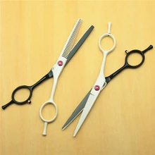 2 шт индивидуальный логотип 5,5 дюймов белый 440C профессиональные человеческие ножницы для волос Парикмахерские ножницы для резки+ истончение ножницы C1012