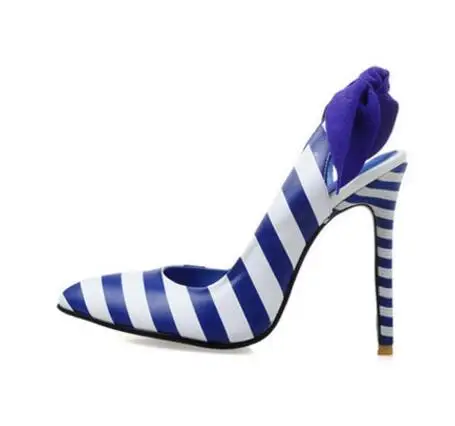 blue and white striped heels