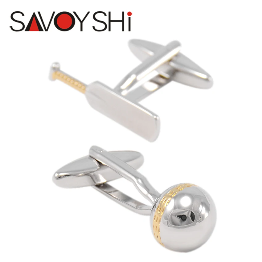 SAVOYSHI الأزياء 3D الكريكيت أزرار أكمام للرجال قميص صفعة bottons العلامة التجارية أزرار أكمام عالية الجودة الفضة الرياضة gemelos الرجال مجوهرات