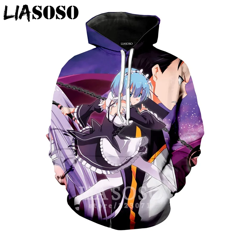 LIASOSO Новинка зимы для мужчин и женщин толстовка с 3D принтом аниме Re Zero Толстовка с длинным рукавом Повседневная Harajuku Хип Хоп пуловер B010-29 - Цвет: 16