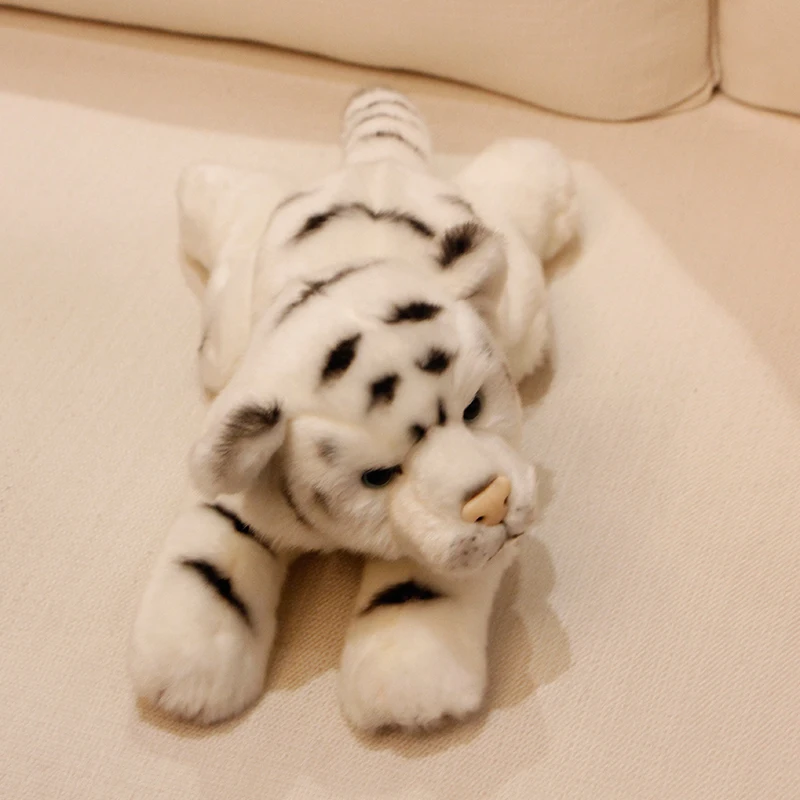 Dorimytrader quality simulation animal white tiger plush toy realistic lying little animals tiger doll kids gift decoration 39x15x16cm DY50142 (10)
