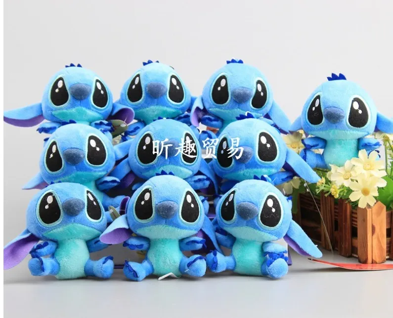 

Free shipping 10 Pcs/Lot Stitch cute Plush toy Pendant with Keychain stuffend plush doll for children girl gift
