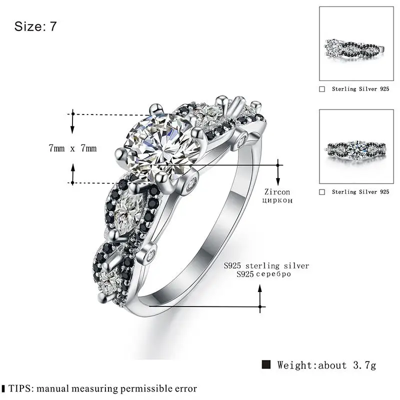 Anillos Mujer черный и белый серебряный браслет вечности ювелирные изделия трендовые