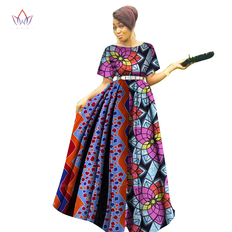 Модные женские Лоскутные Анкара Длинные платья-пачки Базен Riche африканские платья с принтом для женщин одежда в африканском стиле WY3122