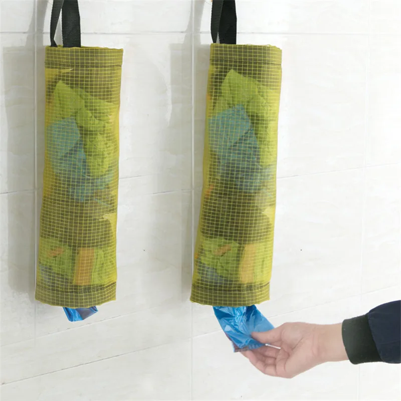 Plastic Bag Holder Dispenser Hanging Storage Trash Garbage Bag Kitchen Organizer