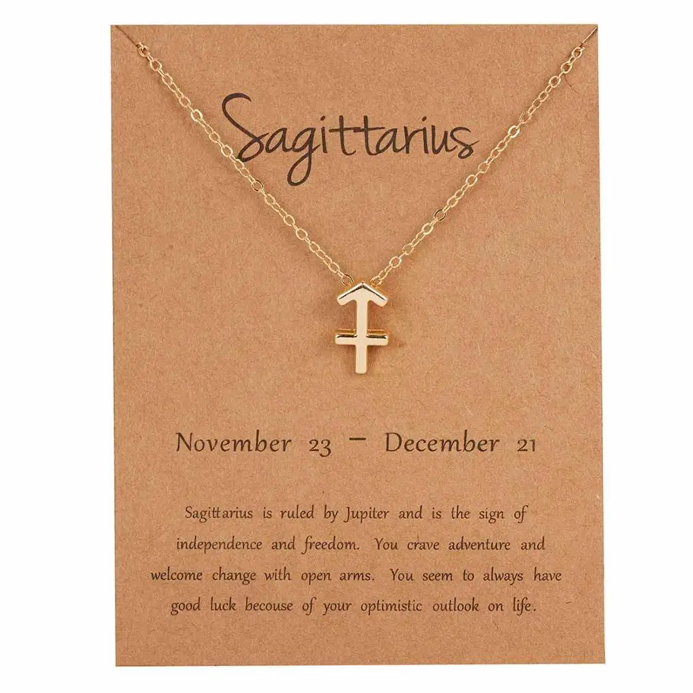 Belleper, 12 созвездий, символическая версия, бумажная карта, ожерелье для женщин, девушек, стразы, подвеска, чокер, особые подарки на день рождения - Окраска металла: Sagittarius