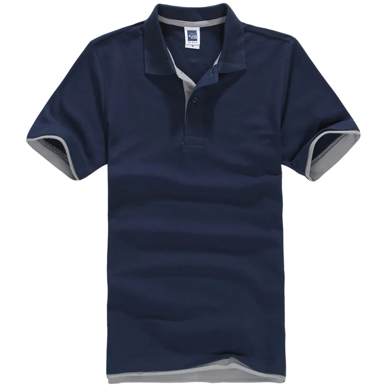 Летняя женская и мужская однотонная Повседневная рубашка поло черного, розового и белого размера плюс дышащая хлопковая рубашка поло для дам XS-3XL - Цвет: Navy Gray