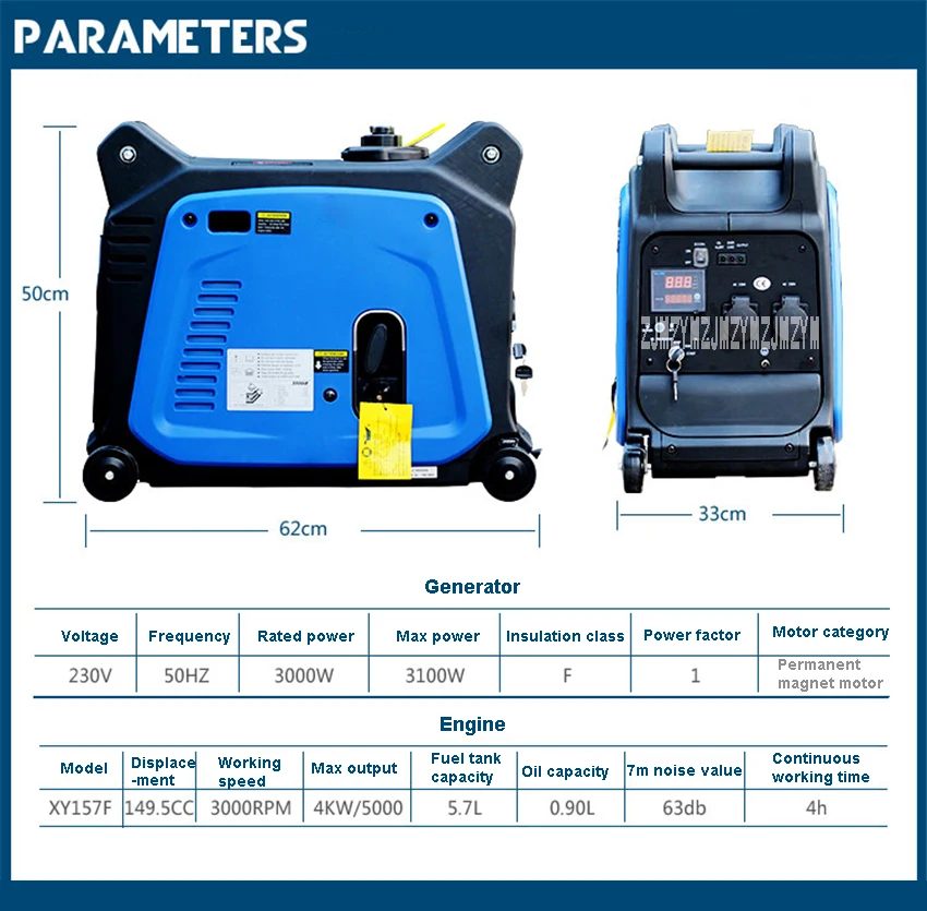 XY157F Цифровой инвертор бензиновый генератор бесшумный портативный Кемпинг бытовой бензиновый генератор 3000 Вт 220 в 3000 об/мин 5.7L
