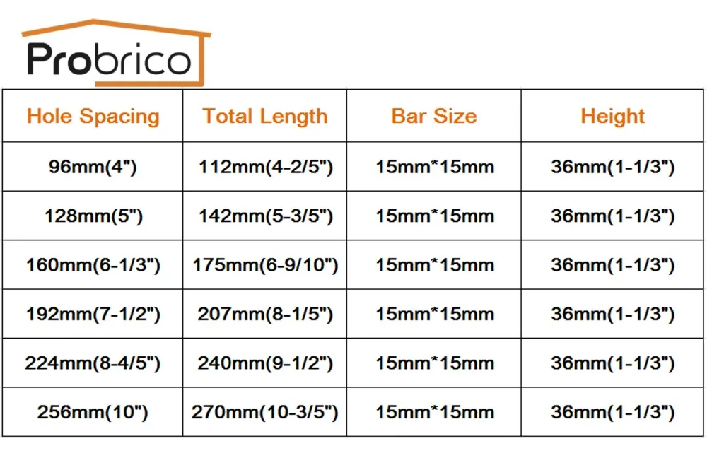 Probrico 10 упаковок черная ручка шкафа 4 "~ 10" квадратная планка из нержавеющей