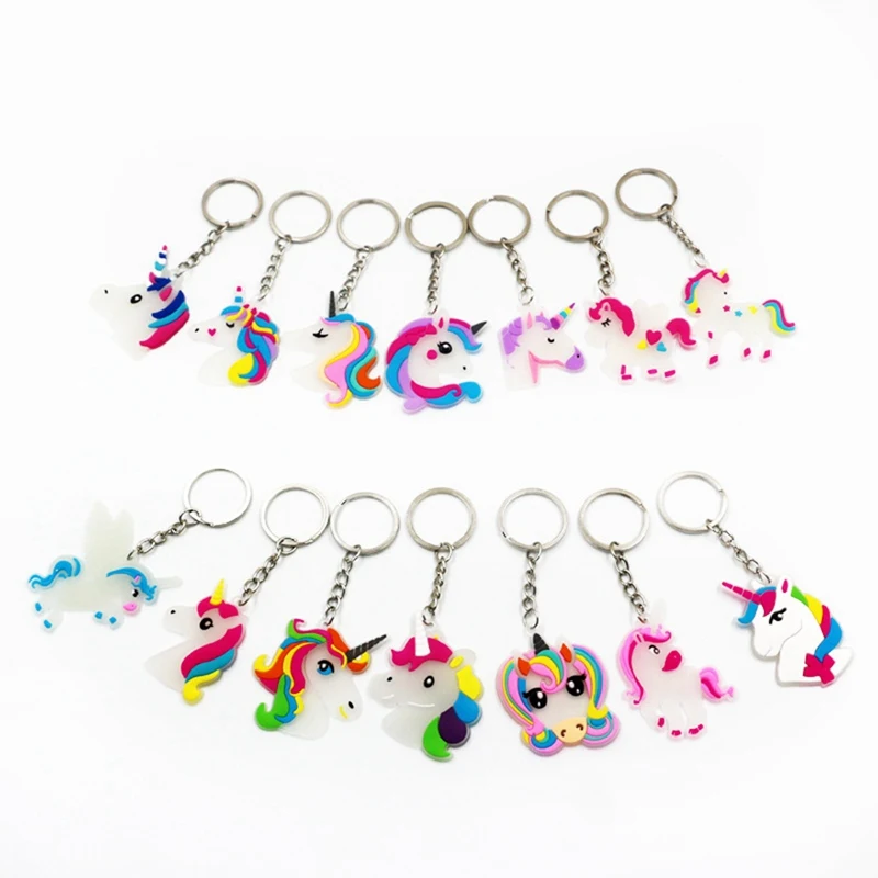 

1Pcs PVC Unicorn Keychain Luminous Glowing Horse Key Holder Alloy Key Ring For Women Girls Gift Jewelry Wholesale
