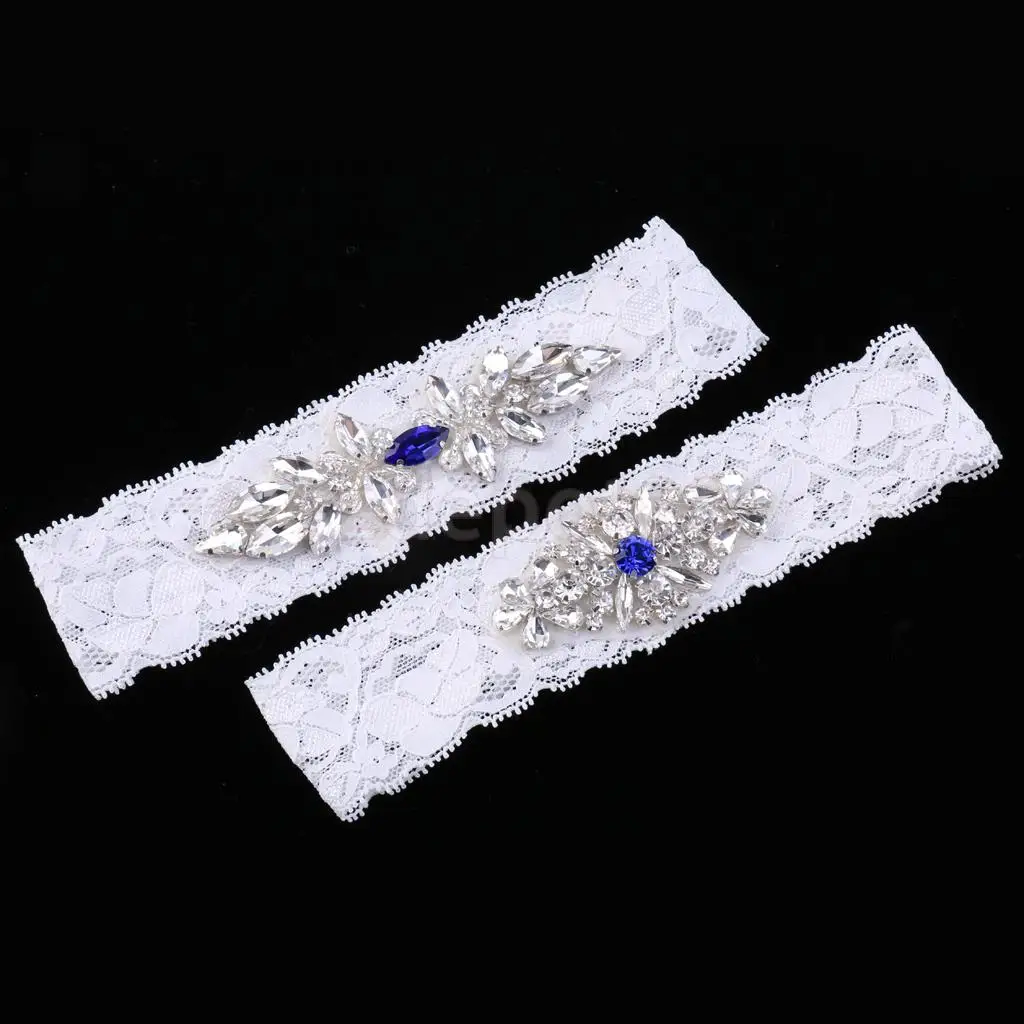 2pcs/Set Wedding Bridal Lace Flower Crystal Leg Garter Thigh Ring Accessory