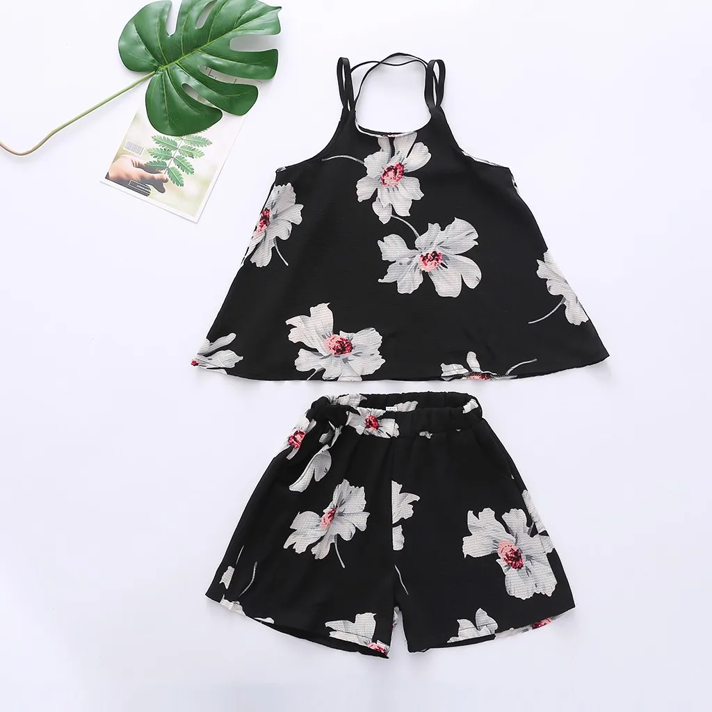 Kids Clothes Lovely Cute Floral Straps Camis Girl Suit Fashion Comfortable Casual Children Moda Infantil Menina |