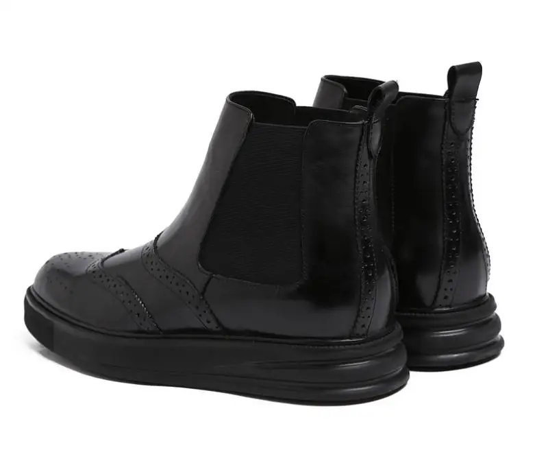 Sapatos Tornozelo Carving Brown Genuína red Botas Alta Dos Couro Mens Moda Qualidade Carreira De Vaca Homens Black Plataforma Tendência Nova Trabalho Projeto IZSXnw