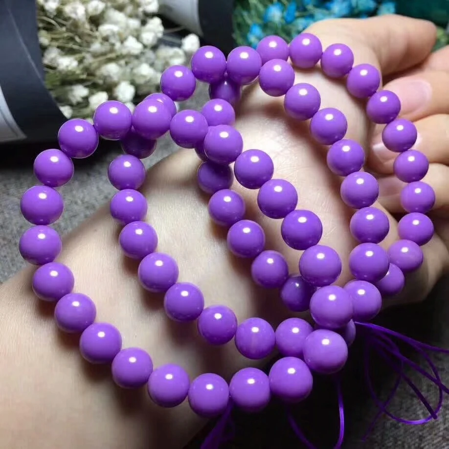 

Natural Phosphosiderite Purple Gemstone 9mm Round Bead Stretch Crystal Bracelets Women Female AAAAA