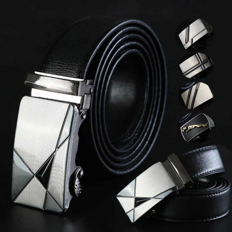 Черный кожаный ремень мужские кожаные ремни для мужчин ремень 2019 высокое качество Cinturones Hombre роскошные автоматические пряжки ремни мужской