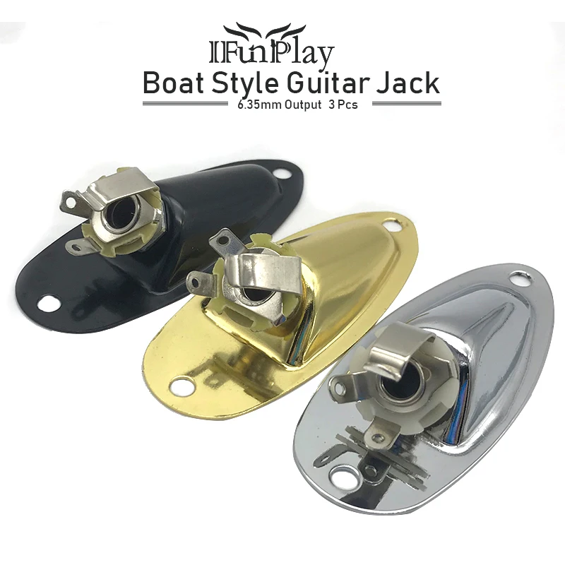 

3pcs Boat Style Jack Plate 6.35mm Guitar Pickup Output Input Loaded Plug Socket Replacement for FD ST Electric Guitar Parts
