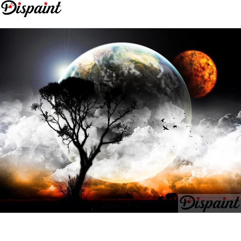 

Dispaint Full Square/Round Drill 5D DIY Diamond Painting "Tree moon scenery" 3D Embroidery Cross Stitch Home Decor Gift A12288