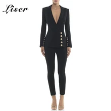 Liser новые летние женские куртки на пуговицах из двух частей, Сексуальные облегающие Элегантные Вечерние черные куртки Vestidos