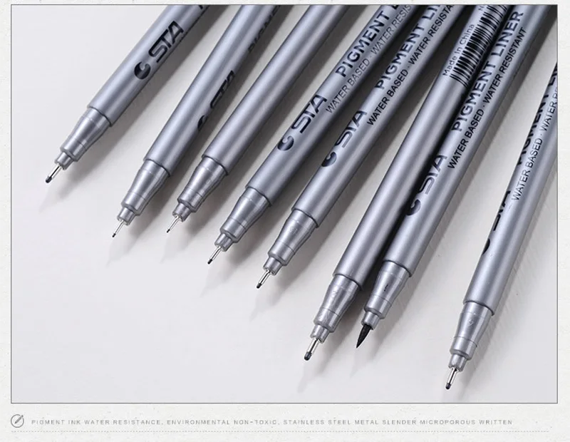 STA9pcs/Набор Эскиз искусство маркер ручка разных размеров черный пигмент лайнер на водной основе художественные канцелярские принадлежности
